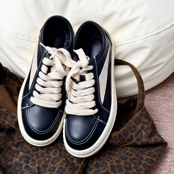 Rick Owens Black and White Leather Oxfords main image 6